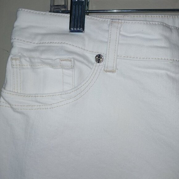 JUST BLACK BRAND DISTRESSED WHITE DENIM JEANS,  SIZE 32 PETITE - Picture 2 of 7
